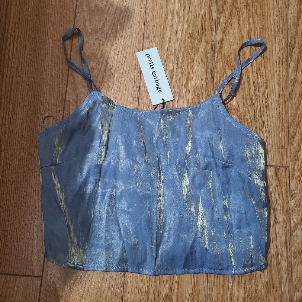 Blue and Gold Strappy Top